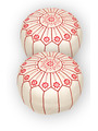 Set 2 poufs en cuir Blanc / Rouge - 183 €