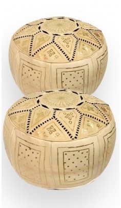 Pack 2 golden leather poufs - 183 €