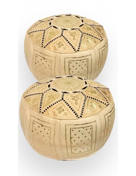 Pack 2 golden leather poufs - 183 €