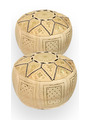 Pack 2 golden leather poufs - 183 €