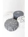 Pack 4 poufs cuir gris & blanc - 292 €