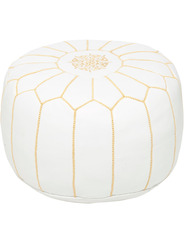 Pack 2 poufs en cuir blanc & jaune - 366 €