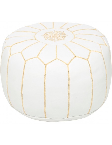 Pack of 2 white & gold leather poufs - 366 €
