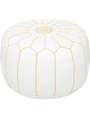 Pack 2 poufs en cuir blanc & jaune - 366 €