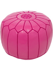 Pack 2 Fuchsia Leather Poufs - 183 €