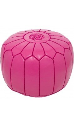 Pack 2 Fuchsia Leather Poufs - 183 €