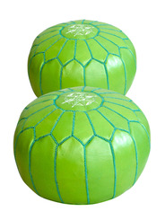 Set 2 poufs verts en cuir - 183 €