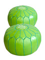 Set 2 poufs verts en cuir - 183 €