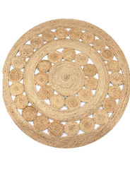 tapis rond jute tressé motif fleur 200 cm - 164 €