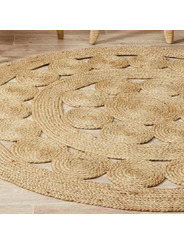 tapis rond jute tressé motif fleur 200 cm - 164 €