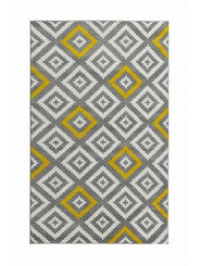 Tapis gris et jaune aux losanges 120 X 160 cm - 63 €