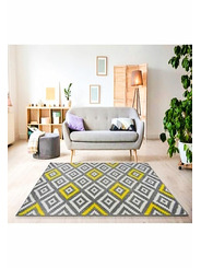 Tapis gris et jaune aux losanges 120 X 160 cm - 63 €