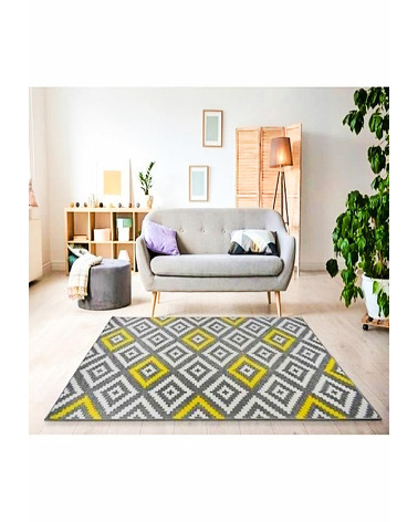 Moroccan cream and grey Rug with Fringes - 63 €