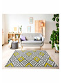 Tapis gris et jaune aux losanges 120 X 160 cm - 63 €