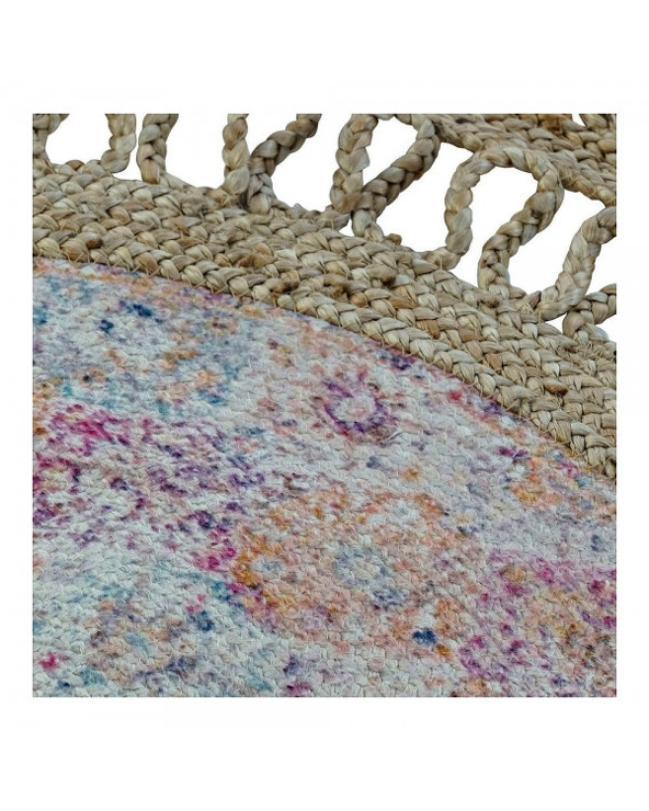 tapis rond jute 160 Cm style boho avec motifs fleurs - 69 €