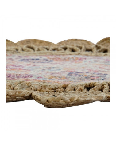 tapis rond jute 160 Cm style boho avec motifs fleurs - 69 €