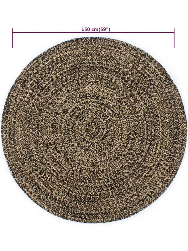 Tapis jute et noir 150 cm - 72 €