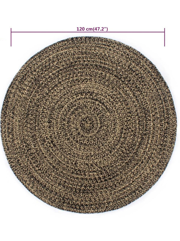 Tapis jute et noir 120 cm - 53 €