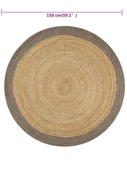 Tapis jute et bord gris 150 cm - 65 €