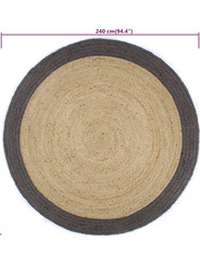 Tapis jute 240 cm bord noir - 159 €