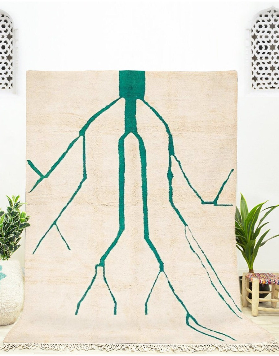 cream and green rug - 109 €