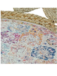 tapis rond jute 160 Cm style boho avec motifs fleurs - 115 €