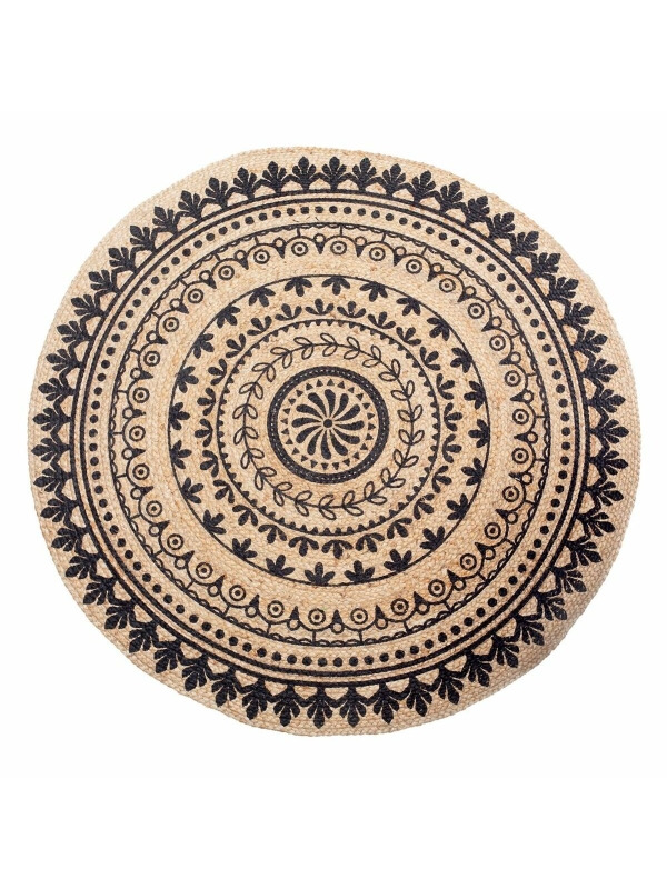 tapis rond jute noir - 79 €