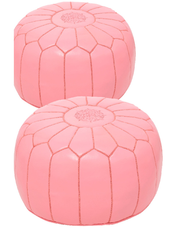 Set 2 poufs rose en cuir - 183 €