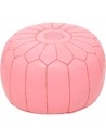 Set of 2 pink leather poufs - 183 €
