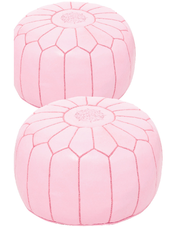 Set 2 poufs rose poudree en cuir - 183 €