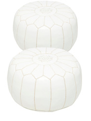 Set 2 poufs blanc en cuir - 183 €