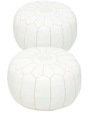 Set 2 poufs blanc en cuir - 183 €