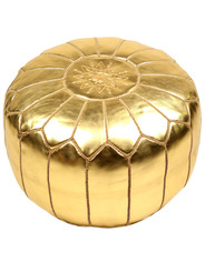 Set of 2 leather pouf ottoman golden color - 183 €