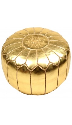 Set of 2 leather pouf ottoman golden color - 183 €