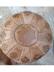 Embossed unique leather pouf ottoman - 147 €