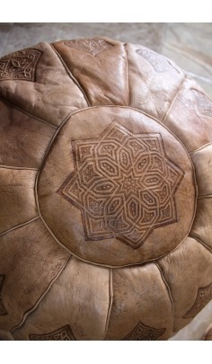 Embossed unique leather pouf ottoman - 147 €