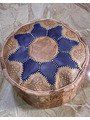 Embossed Leather Pouf Footstool (blue) - 147 €