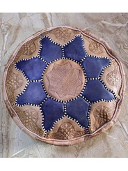 Embossed Leather Pouf Footstool (blue) - 147 €