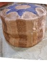 Embossed Leather Pouf Footstool (blue) - 147 €