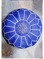 Blue leather pouf footrest - 117 €