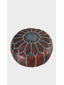 Brown and blue leather pouf - 117 €