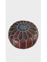 Brown and blue leather pouf - 117 €