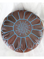 Pouf en cuir marron et bleu - 117 €